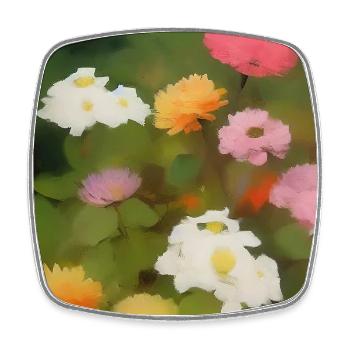 Fleurs et papillon - Magnet carré - blanc - Devant