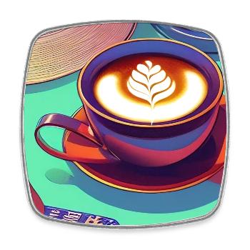Coffee, coffee beans - Square fridge magnet - white - Front