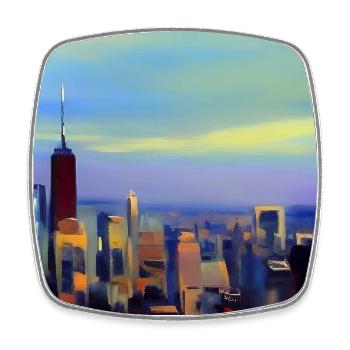 New York City Skyline - Square fridge magnet - white - Front