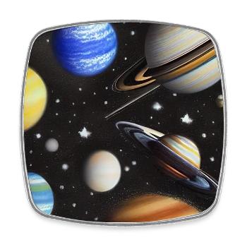 Espace et planètes - Magnet carré - blanc - Devant