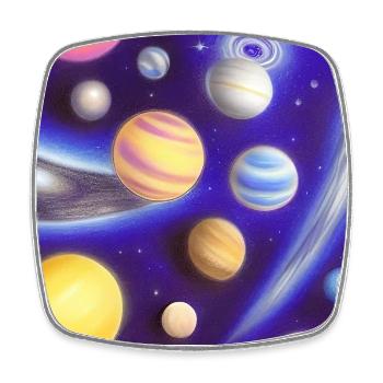 Espace et planètes - Magnet carré - blanc - Devant