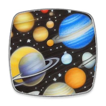 Espace et planètes - Magnet carré - blanc - Devant