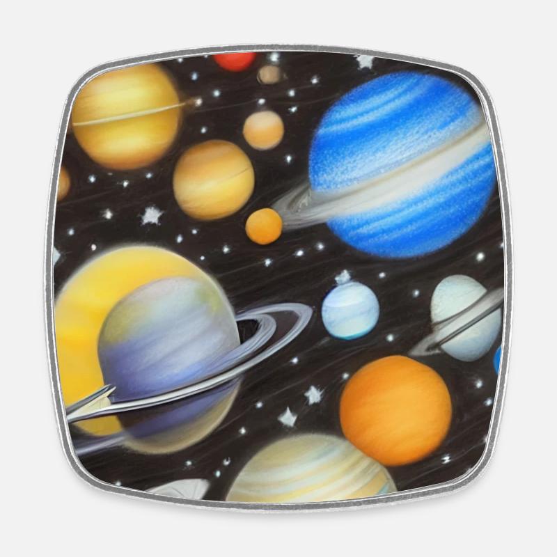Espace et planètes - Magnet carré - blanc