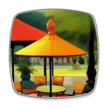Outdoor Asian Cafe - Square fridge magnet - white - Front