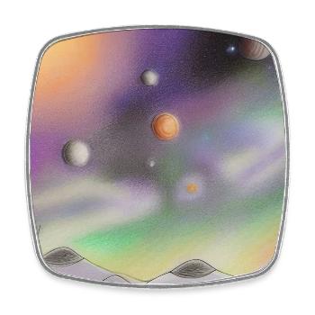 Espace et planètes - Magnet carré - blanc - Devant