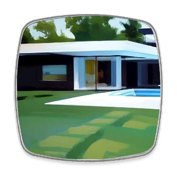 Weiße Villa mit Pool - Viereckiger Kühlschrankmagnet - Weiß - Vorne