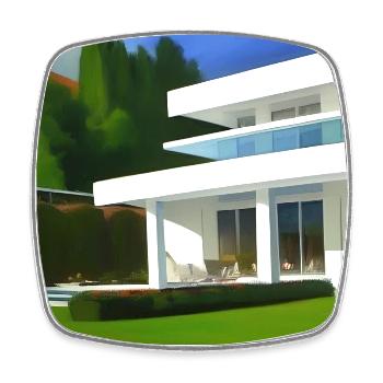 Weiße Villa mit Pool - Viereckiger Kühlschrankmagnet - Weiß - Vorne