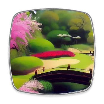 Jardin zen chinois - Magnet carré - blanc - Devant