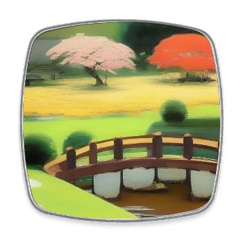 Jardin zen chinois - Magnet carré - blanc - Devant