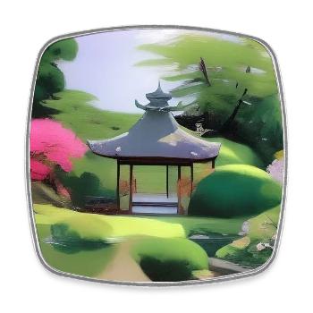 Jardin zen chinois - Magnet carré - blanc - Devant