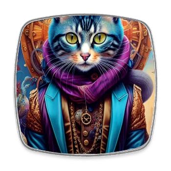 Master cat - Square fridge magnet - white - Front