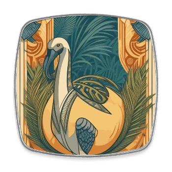 Jugendstil Vogel T-Shirt – Vintage Kunstmotiv  - Viereckiger Kühlschrankmagnet - Weiß - Vorne