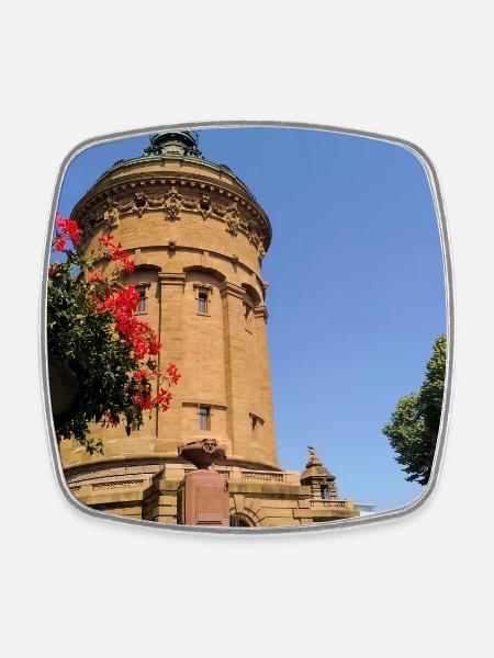 WASSERTURM MANNHEIM - Viereckiger Kühlschrankmagnet - Weiß