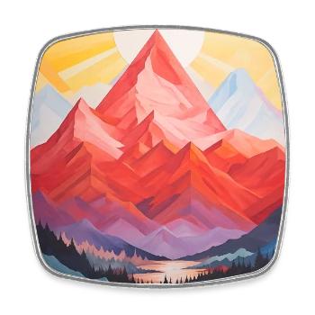 Berglandschaft mit Sonnenuntergang - Viereckiger Kühlschrankmagnet - Weiß - Vorne