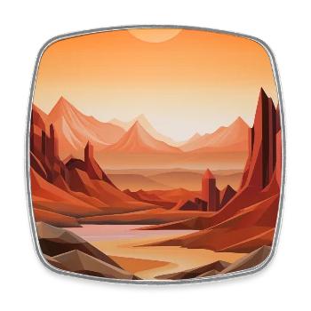 Wüstenlandschaft mit Sonnenuntergang - Viereckiger Kühlschrankmagnet - Weiß - Vorne