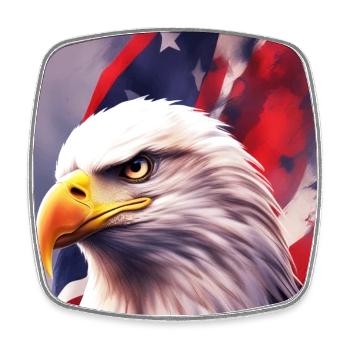 Glatze Eagel - Patriotisch - Viereckiger Kühlschrankmagnet - Weiß - Vorne