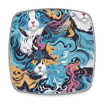 Cat Pattern - Square fridge magnet - white - Front