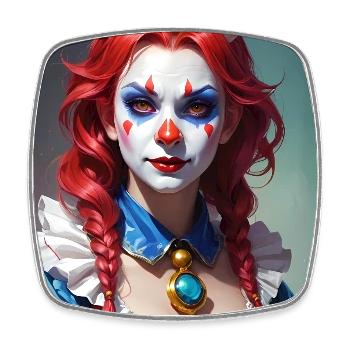 Clown Woman with Three Horns - Square fridge magnet - white - Front