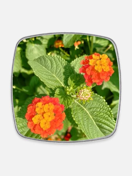 Jardin fleuri – Atmosphère colorée - Magnet carré - blanc