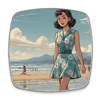 Retro Okinawa Beach Life Poster - Viereckiger Kühlschrankmagnet - Weiß - Vorne