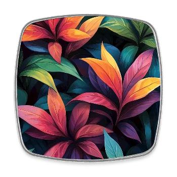 Motif de feuilles tropicales néon - Magnet carré - blanc - Devant