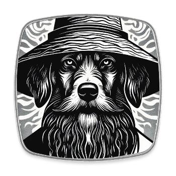 Le chien vigilant - Magnet carré - blanc - Devant