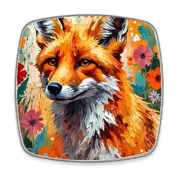 Fuchs Blumen abstrakt Fuchsliebhaber Geschenk  - Viereckiger Kühlschrankmagnet - Weiß - Vorne