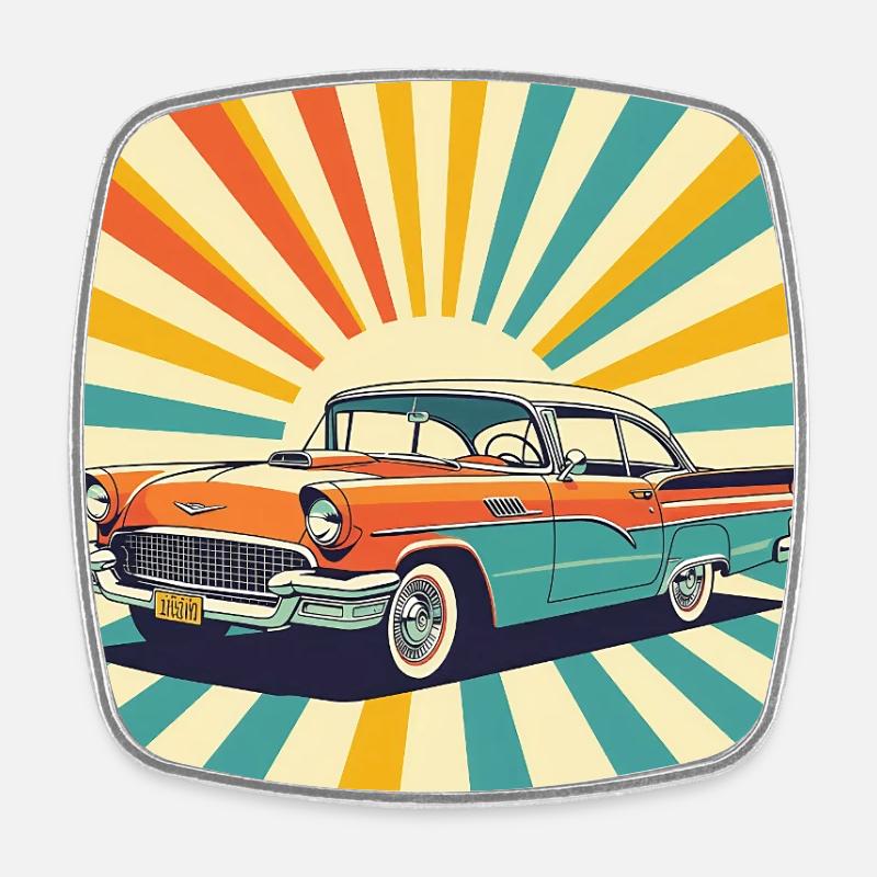 Retro Cruiser - Square fridge magnet - white
