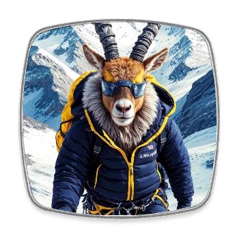 Mountain Goat Humanoid Mountaineer - Square fridge magnet - white - Front