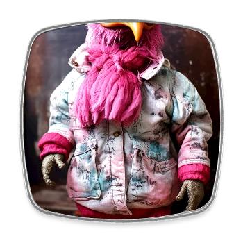 Costume d'oiseau coloré avec une esthétique de style urbain - Magnet carré - blanc - Devant