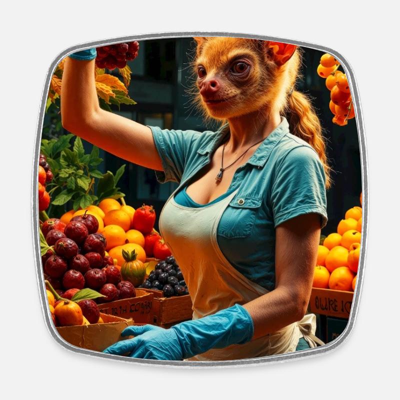 Humanoid Fruit Bat - Square fridge magnet - white