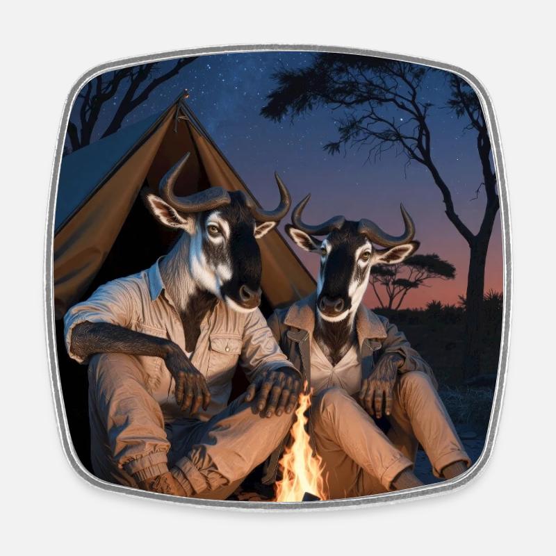 Wildebeest Humanoid Pair - Square fridge magnet - white