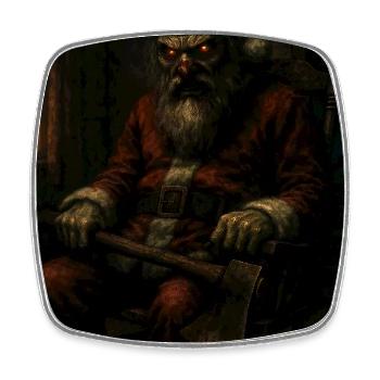 Dark Santa Claus with Axe - Square fridge magnet - white - Front