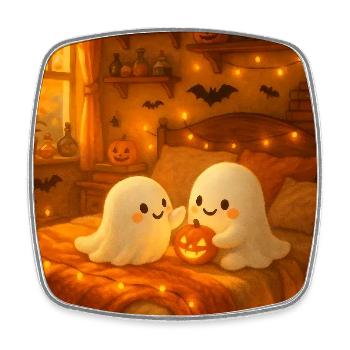 Autumn Ghosts Halloween Cute - Square fridge magnet - white - Front