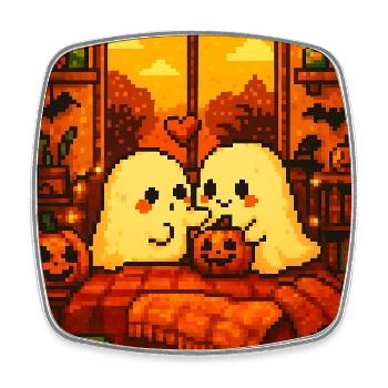 Cute Ghosts Pixel Art - Viereckiger Kühlschrankmagnet - Weiß - Vorne