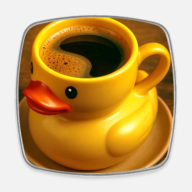 Canard de bain comme tasse à café - Magnet carré - blanc