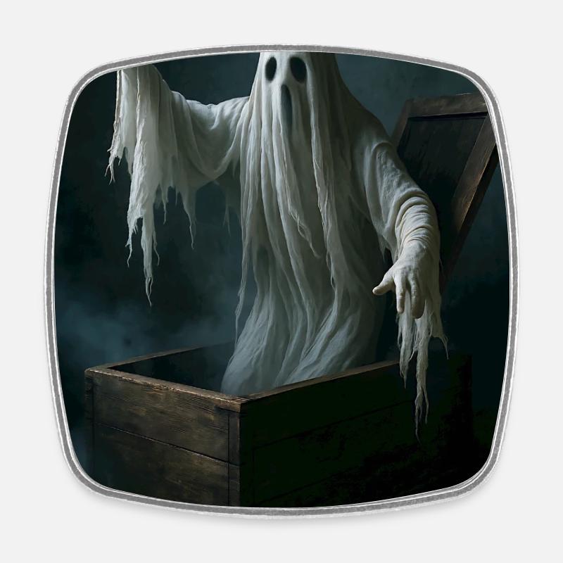 Ghost from the coffin - Square fridge magnet - white