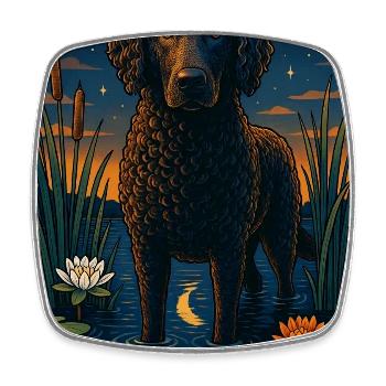 Retriever à poil bouclé - Magnet carré - blanc - Devant