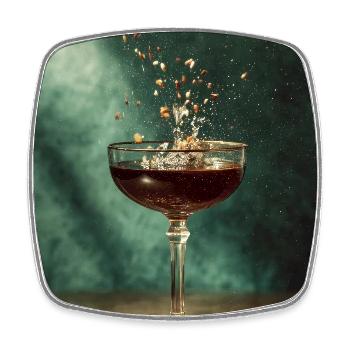 Smaragd Splash Cocktail Vintage Kunst - Viereckiger Kühlschrankmagnet - Weiß - Vorne