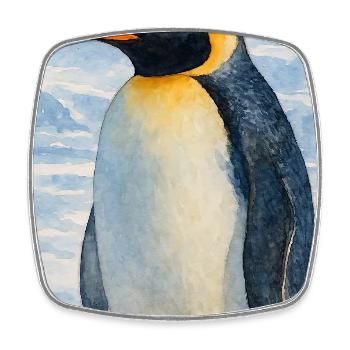 Aquarelle Pingouin au bord de la mer - Magnet carré - blanc - Devant