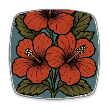 Hibiskusblüte Vintage Kartenkunst - Viereckiger Kühlschrankmagnet - Weiß - Vorne