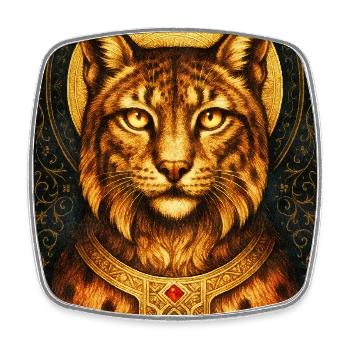 Königlicher Luchs mit goldenem Diadem - Viereckiger Kühlschrankmagnet - Weiß - Vorne