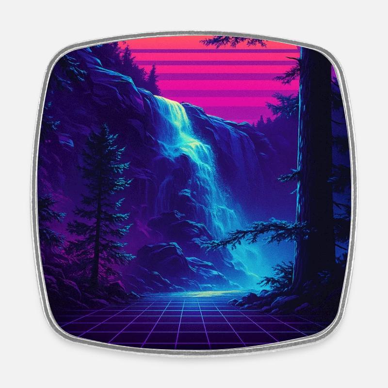 Where Silence Flows Neon Gorge - Square fridge magnet - white