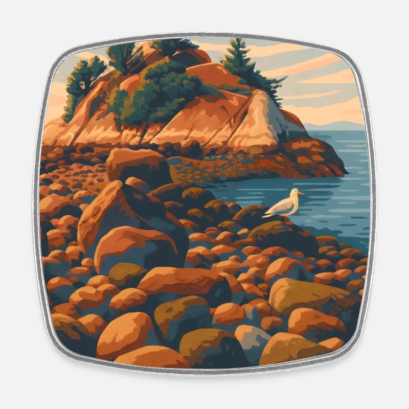 Paysage côtier du Canada Ouest de Vancouver - Magnet carré - blanc