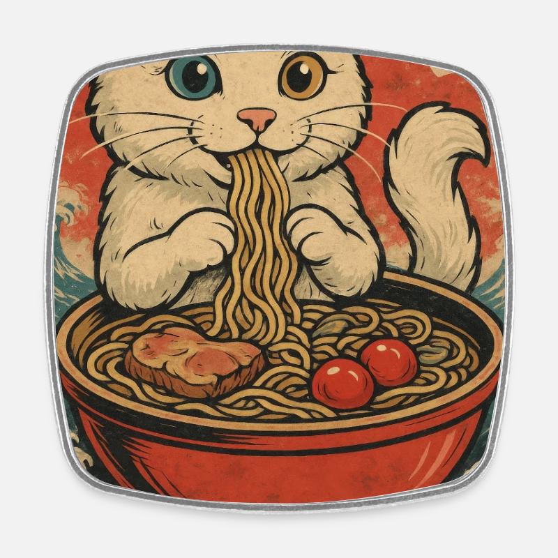 Cadres pour chat Ukiyo-E rétro - Magnet carré - blanc