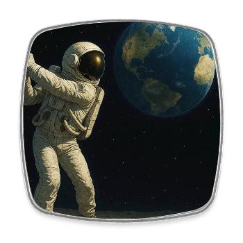 Astronaut Golf auf Mondwelt - Viereckiger Kühlschrankmagnet - Weiß - Vorne