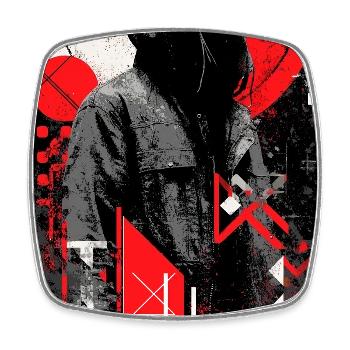 Gasmask Hoodie Grunge Duotone - Viereckiger Kühlschrankmagnet - Weiß - Vorne