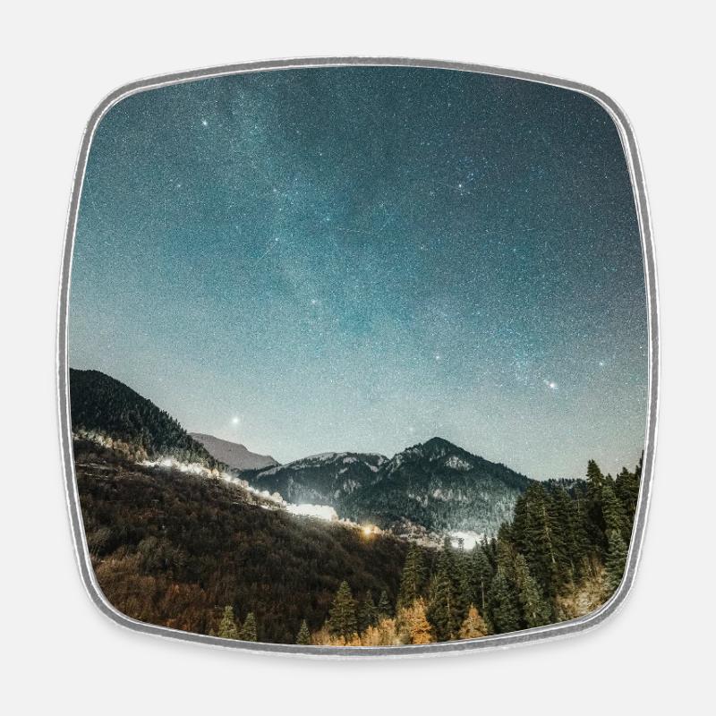 The Milky Way above Agrafa Mountains - Square fridge magnet - white