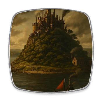 Cornwall England – Steampunk Reiseposter - Viereckiger Kühlschrankmagnet - Weiß - Vorne