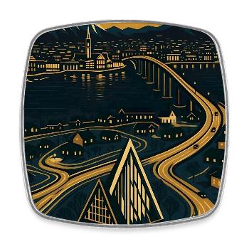 Tromsø Norwegen – Retro Reiseposter Art Deco - Viereckiger Kühlschrankmagnet - Weiß - Vorne